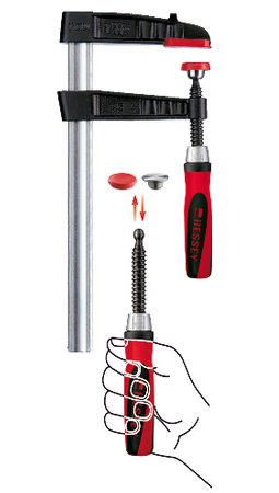 Ścisk śrubowy stolarski żeliwny Original BESSEY TG z dwukomponentową rękojeścią z tworzywa sztucznego TG10-2K BESSEY